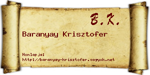 Baranyay Krisztofer névjegykártya
